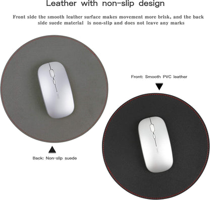 2 Pack Mouse Pads, Ultra Thin Waterproof PVC Leather Mouse Pad,Stitched Edges,Works for Computers, Laptop,All Types of Mouse Pad, Office/Home(8.66'',2 Pack, Black)